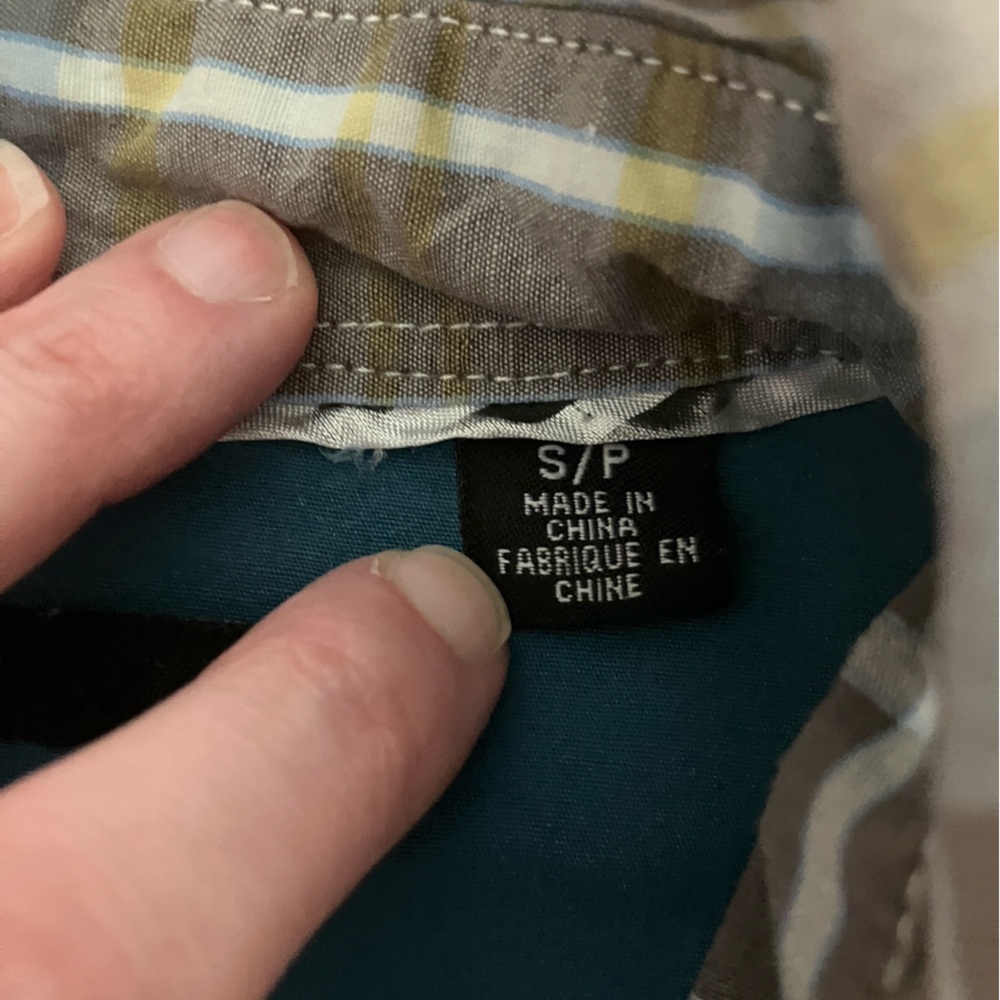 Volcom Men's Long Sleeve Button Down Plaid Shirt - Blue, Yellow, Brown and White - Picture 4 of 10